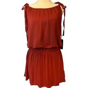 NWT Michael Lauren Kentmore Smocked Mini Dress Pop of Red - S